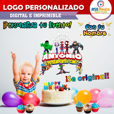 Spidey y sus Sorprendentes Amigos y Enemigos Logo Personalizado con Nombre para Cumpleaños - Imagen 3
