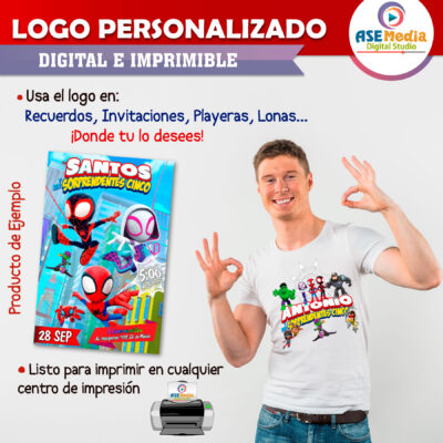 Spidey y sus Sorprendentes Amigos y Enemigos Logo Personalizado con Nombre para Cumpleaños - Imagen 4
