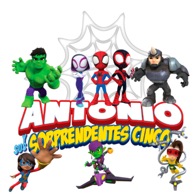 Spidey y sus Sorprendentes Amigos y Enemigos Logo Personalizado con Nombre para Cumpleaños