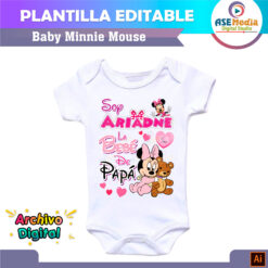 Alternative view of Baby Minnie Mouse Plantilla Editable para Pañalero Mameluco