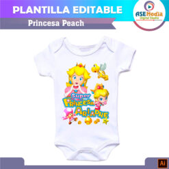 Alternative view of Baby Princesa Peach Plantilla Editable para Pañalero Mameluco
