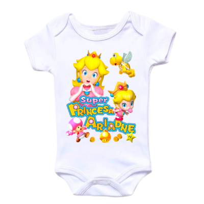 Baby Princesa Peach Plantilla Editable para Pañalero Mameluco