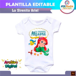 Alternative view of La Sirenita Ariel Plantilla Editable para Pañalero Mameluco