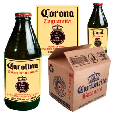 Etiqueta De Caguamita y mini Cartoncito Cerveza Corona Imprimibles y Plantilla Editable