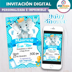 Baby Shower Elefantito Invitación Digital