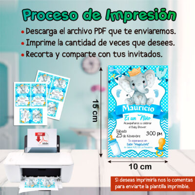 Baby Shower Elefantito Invitación Digital