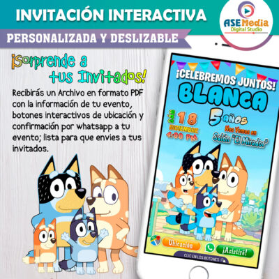 Bluey Invitación Interactiva de Cumpleaños - Imagen 3