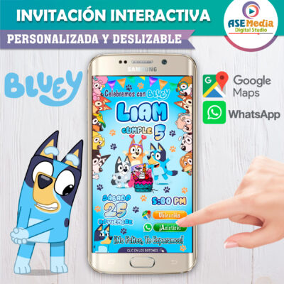 Alternative view of Bluey y Amigos Invitación Interactiva de Cumpleaños