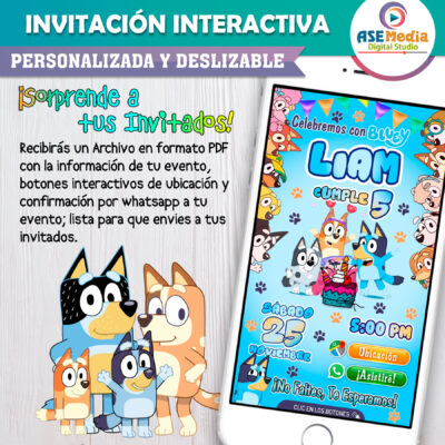 Bluey y Amigos Invitación Interactiva de Cumpleaños - Imagen 3