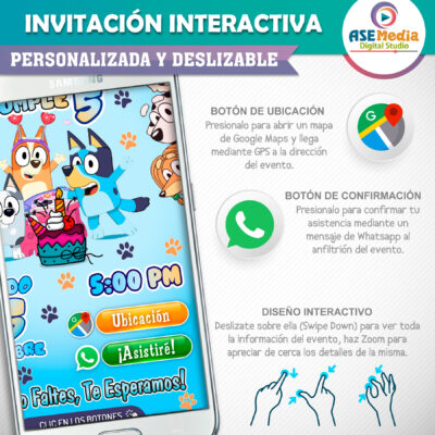 Bluey y Amigos Invitación Interactiva de Cumpleaños - Imagen 4
