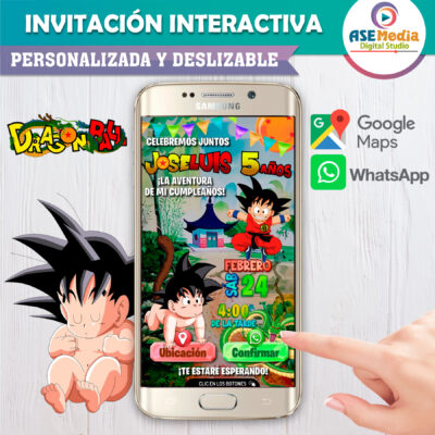 Dragon Ball Goku Bebé Invitación Interactiva de Cumpleaños - Imagen 2