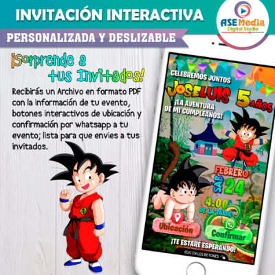 Dragon Ball Goku Bebé Invitación Interactiva de Cumpleaños - Imagen 3