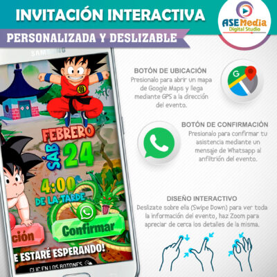 Dragon Ball Goku Bebé Invitación Interactiva de Cumpleaños - Imagen 4