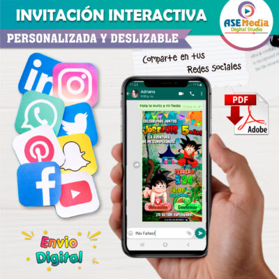 Dragon Ball Goku Bebé Invitación Interactiva de Cumpleaños - Imagen 5