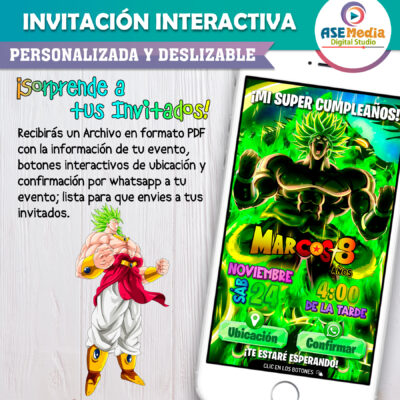 Dragon Ball Super Broly Invitación Interactiva de Cumpleaños - Imagen 3