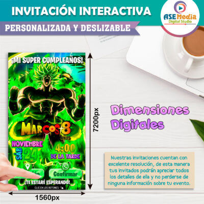 Dragon Ball Super Broly Invitación Interactiva de Cumpleaños - Imagen 6