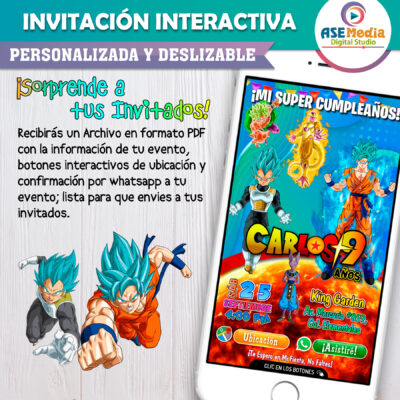 Dragon Ball Super Invitación Interactiva de Cumpleaños Mod 03 - Imagen 3