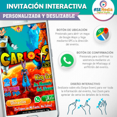 Dragon Ball Super Invitación Interactiva de Cumpleaños Mod 03 - Imagen 4