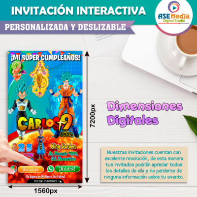 Dragon Ball Super Invitación Interactiva de Cumpleaños Mod 03 - Imagen 6