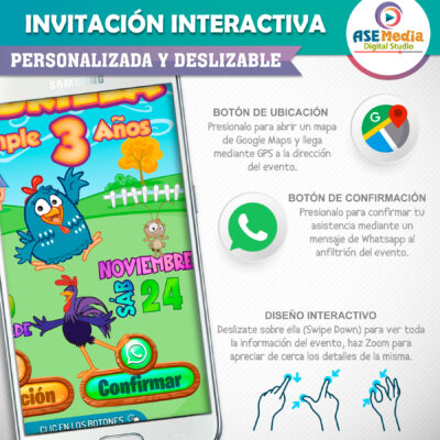 Gallina Pintadita Invitación Interactiva de Cumpleaños - Imagen 4