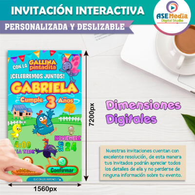 Gallina Pintadita Invitación Interactiva de Cumpleaños - Imagen 6