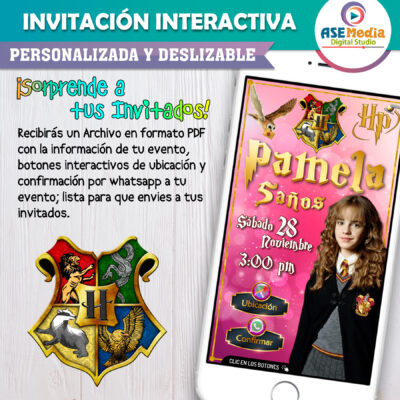 Harry Potter Hermione Invitación Interactiva de Cumpleaños - Imagen 3