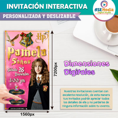 Harry Potter Hermione Invitación Interactiva de Cumpleaños - Imagen 6