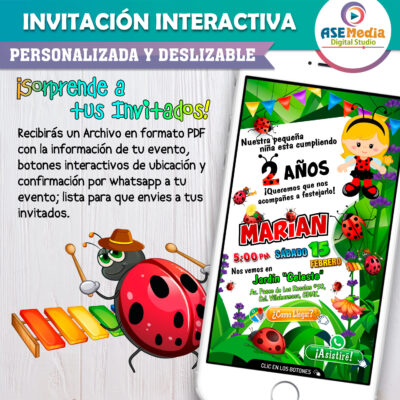 Mariquita Catarina Invitación Interactiva de Cumpleaños - Imagen 3