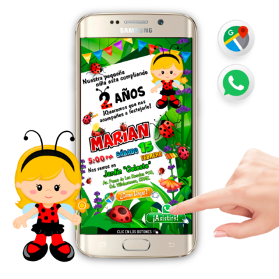 Mariquita Catarina Invitación Interactiva de Cumpleaños