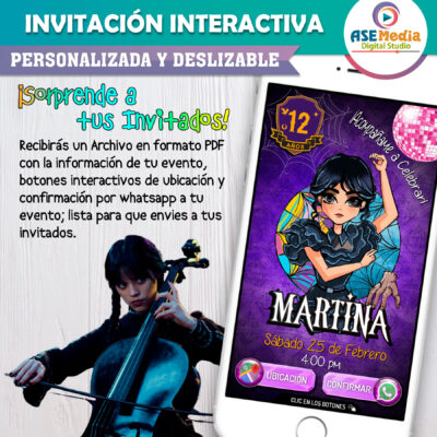 Merlina Invitación Interactiva de Cumpleaños - Imagen 3