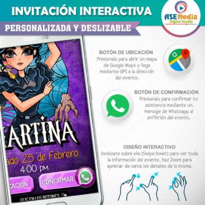 Merlina Invitación Interactiva de Cumpleaños - Imagen 4