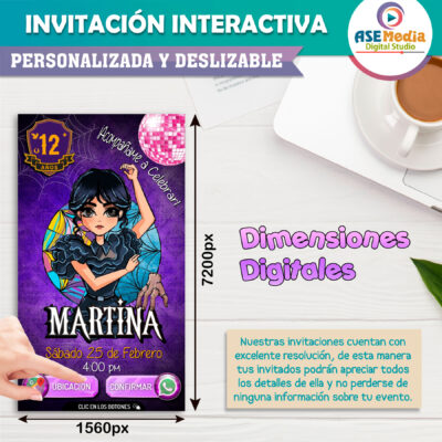 Merlina Invitación Interactiva de Cumpleaños - Imagen 6