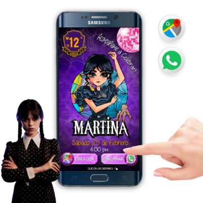 Merlina Invitación Interactiva de Cumpleaños