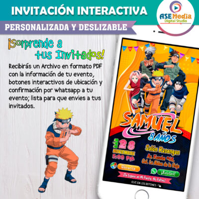 Naruto Shippuden Invitación Interactiva de Cumpleaños - Imagen 3