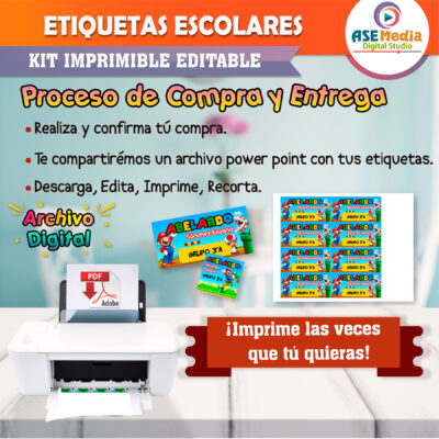Mario Bros Etiquetas Escolares Editables