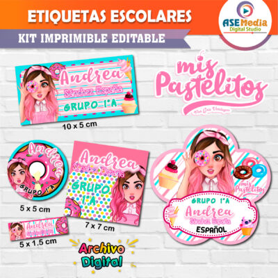 Mis Pastelitos Etiquetas Escolares Editables