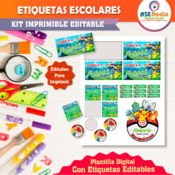 Pokémon Pikachu Etiquetas Escolares Editables