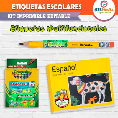 Pokémon Pikachu Etiquetas Escolares Editables