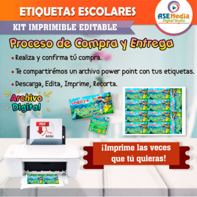 Pokémon Pikachu Etiquetas Escolares Editables
