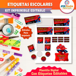 SpiderMan El Hombre Araña Etiquetas Escolares Editables