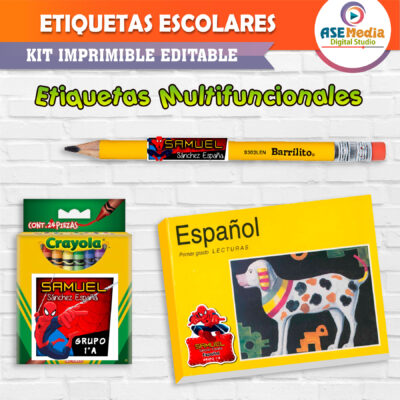 SpiderMan El Hombre Araña Etiquetas Escolares Editables