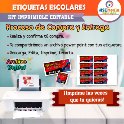 SpiderMan El Hombre Araña Etiquetas Escolares Editables