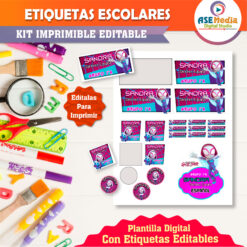 Ghost Spider Gwen Etiquetas Escolares Editables