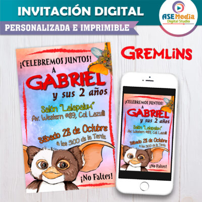 Gizmo, Gremlins Invitación Digital de Cumpleaños