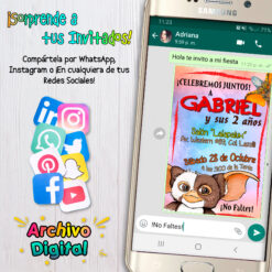 Gizmo, Gremlins Invitación Digital de Cumpleaños