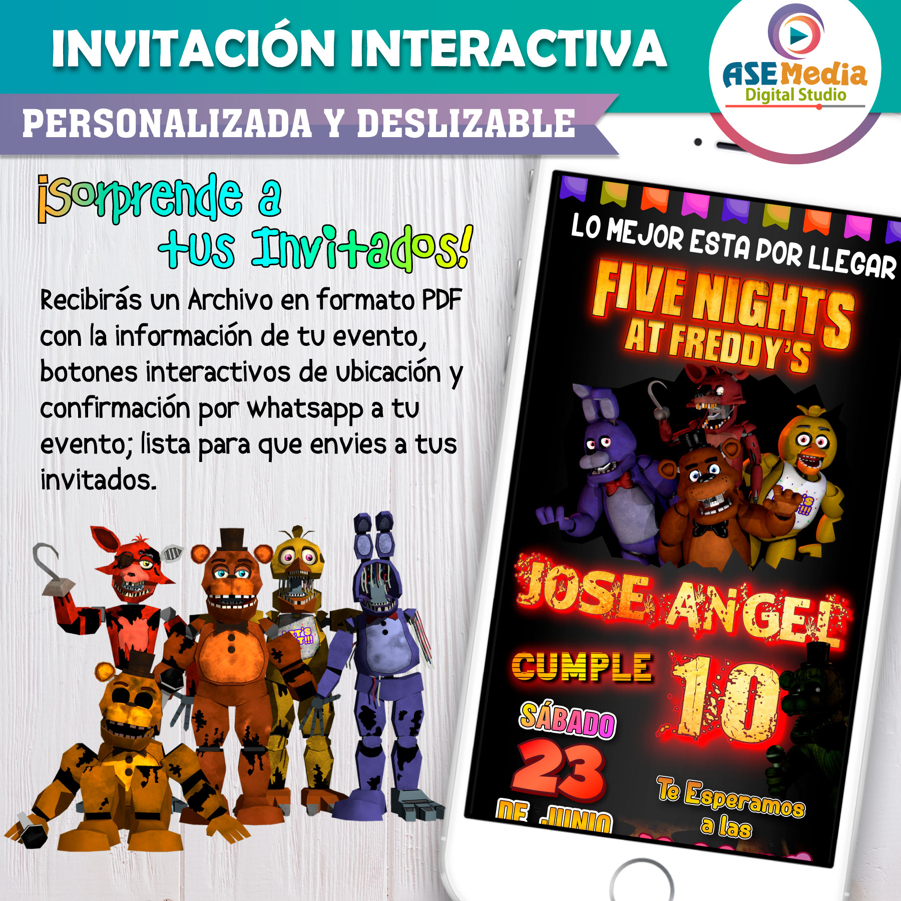 Five Nights at Freddy's Roblox Invitación Interactiva de Cumpleaños - Imagen 3