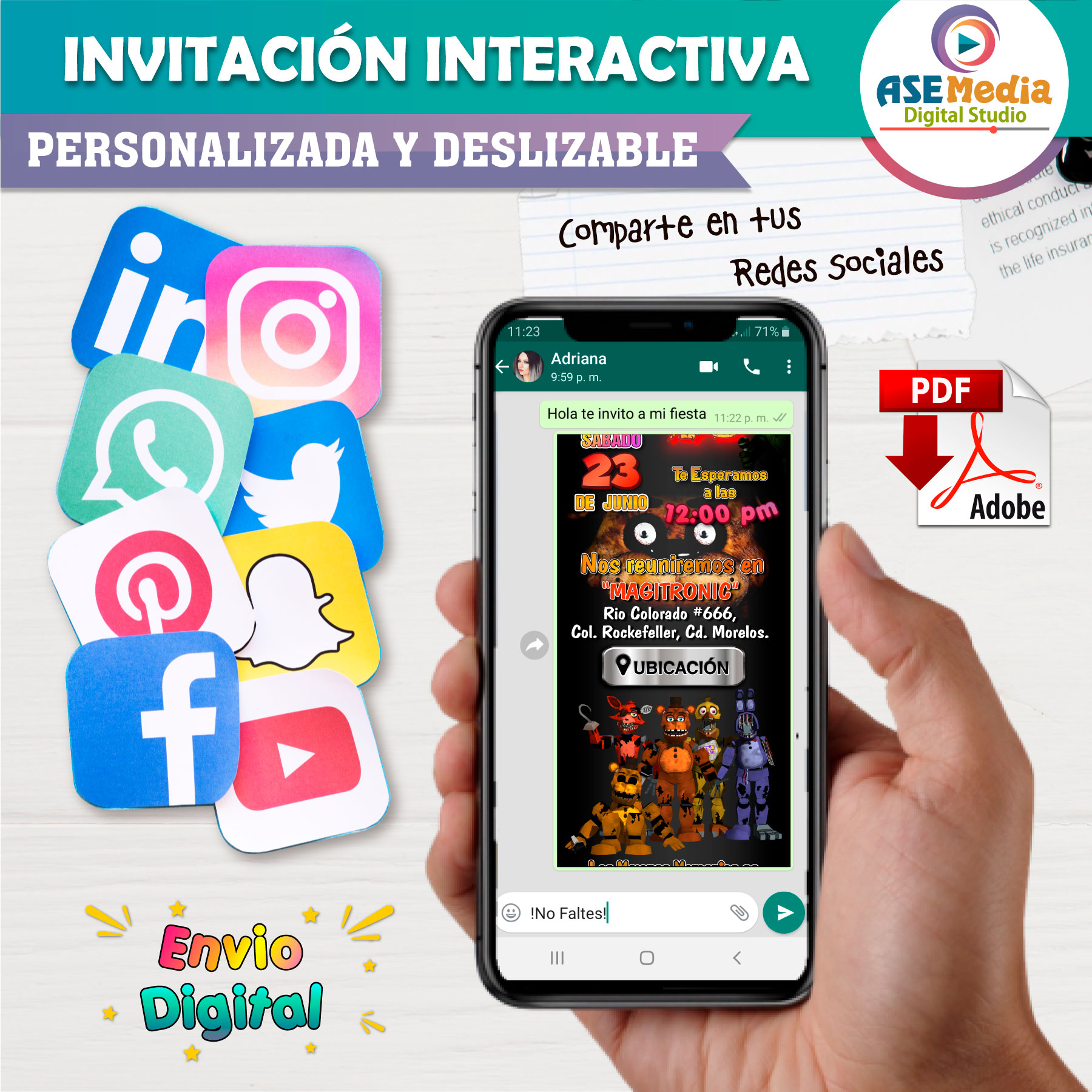Five Nights at Freddy's Roblox Invitación Interactiva de Cumpleaños - Imagen 5
