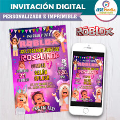 Roblox Girls Niña Invitación Digital de Cumpleaños
