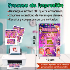 Roblox Girls Niña Invitación Digital de Cumpleaños