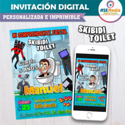 Skibidi Toilet Invitación Digital de Cumpleaños